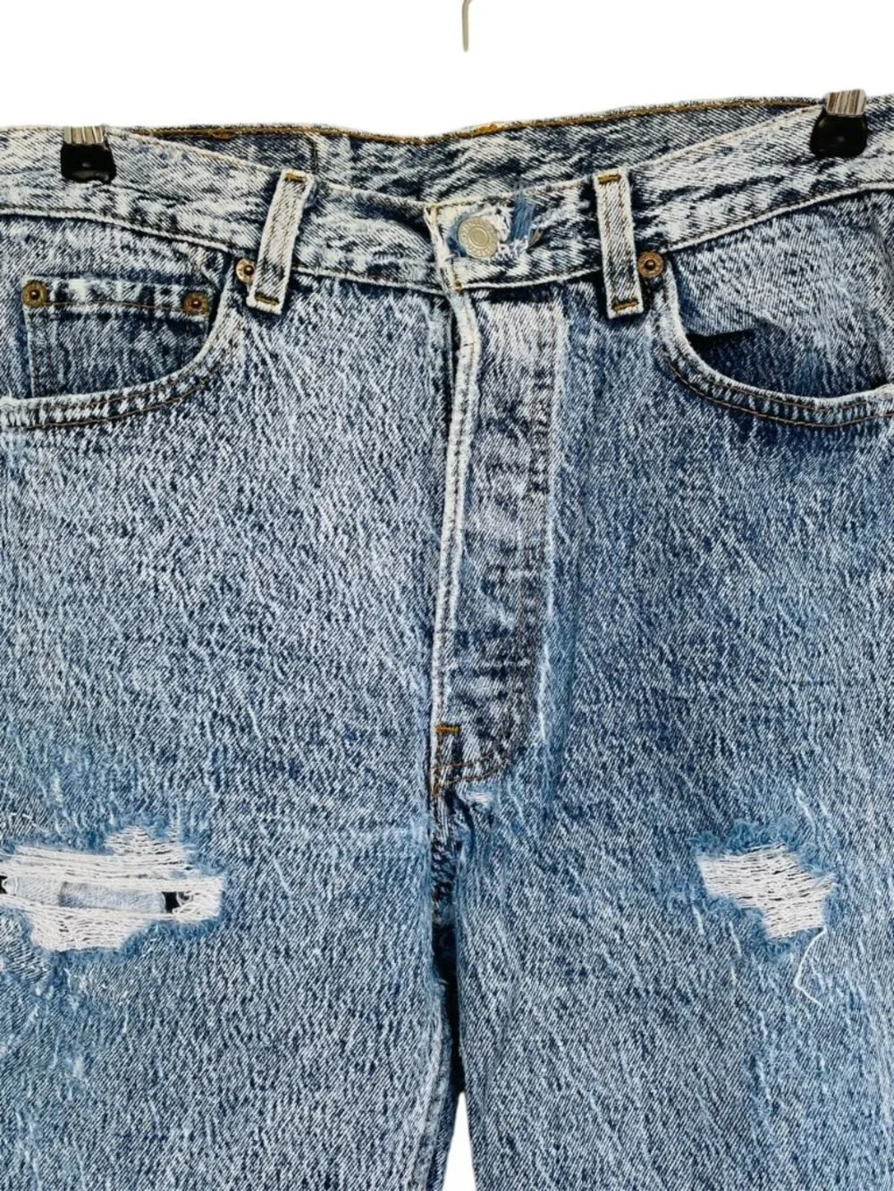 Vtg 80s Levis 501 Button Fly Jeans Sz 30x32 Blue Acid Wash Thrashed Grunge Skate